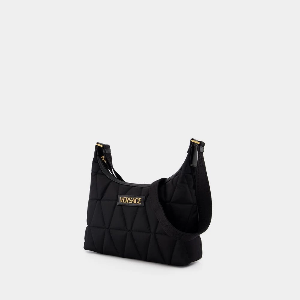 Versace Zwarte Nylon Hobo Schoudertas Black Dames