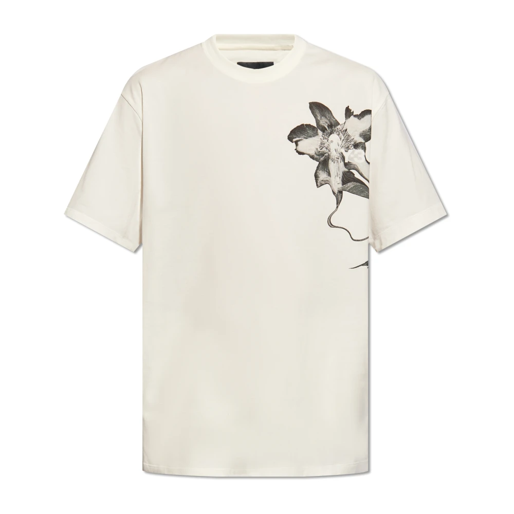 Y-3 T-shirt met bloemenmotief Beige Heren