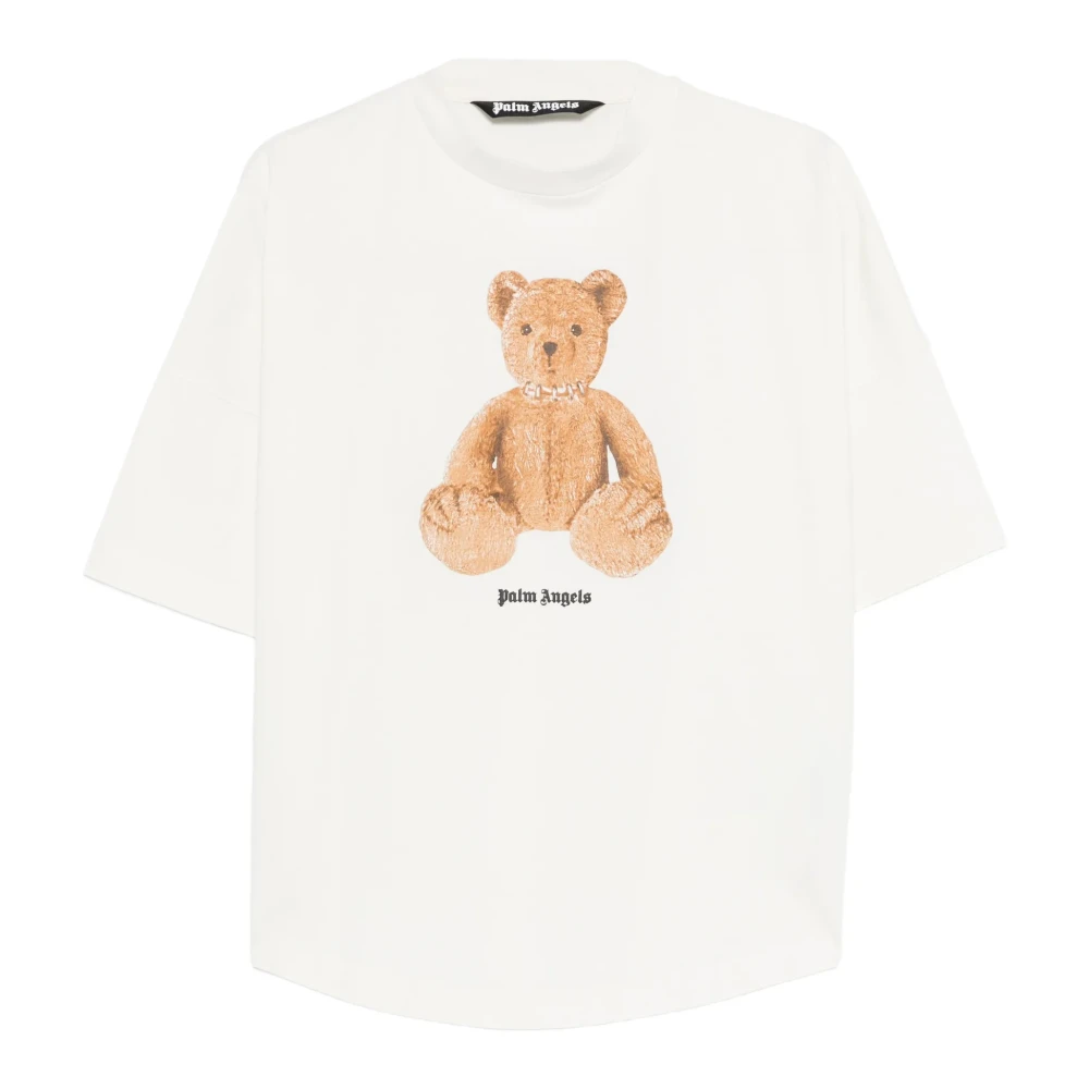 Palm Angels Men's White T-Shirts, S, Bear In Mind Over Tee