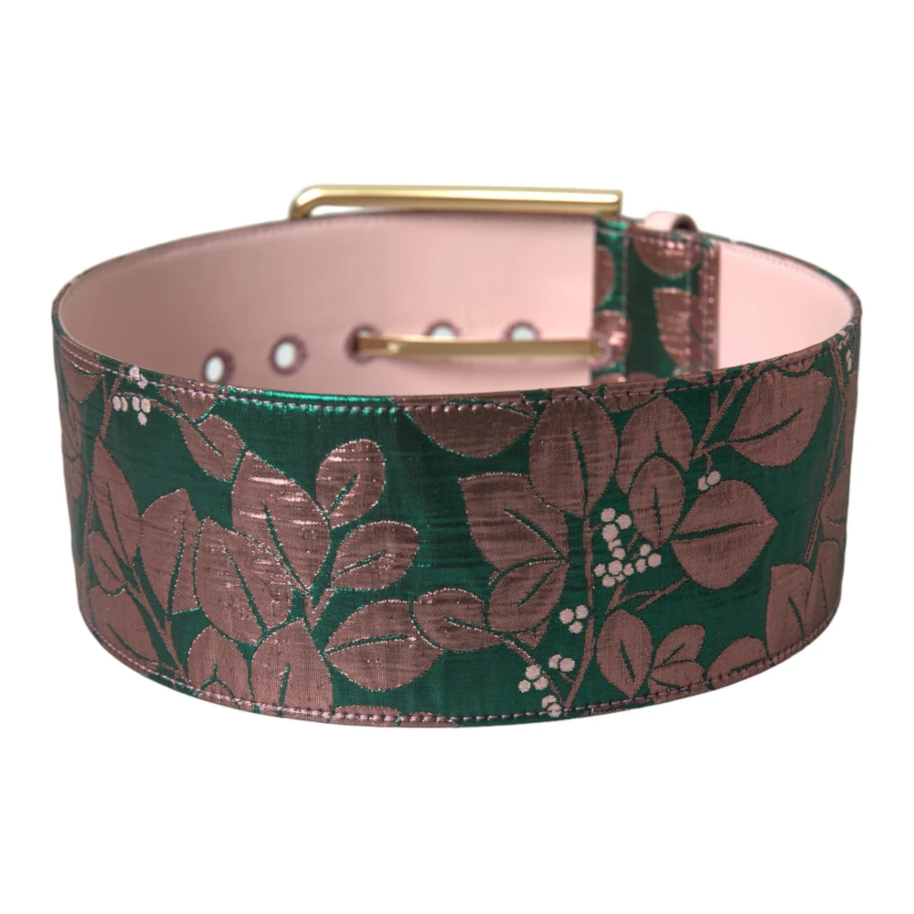 Dolce & Gabbana Bloemen Jacquard Lurex Riem met Gouden Gesp Multicolor Dames