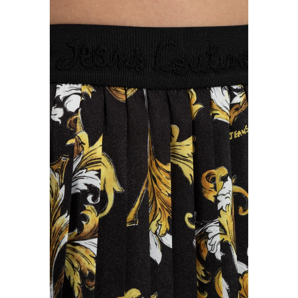 Versace Jeans Couture Geplooide rok met Outline Barocco-print Black Dames