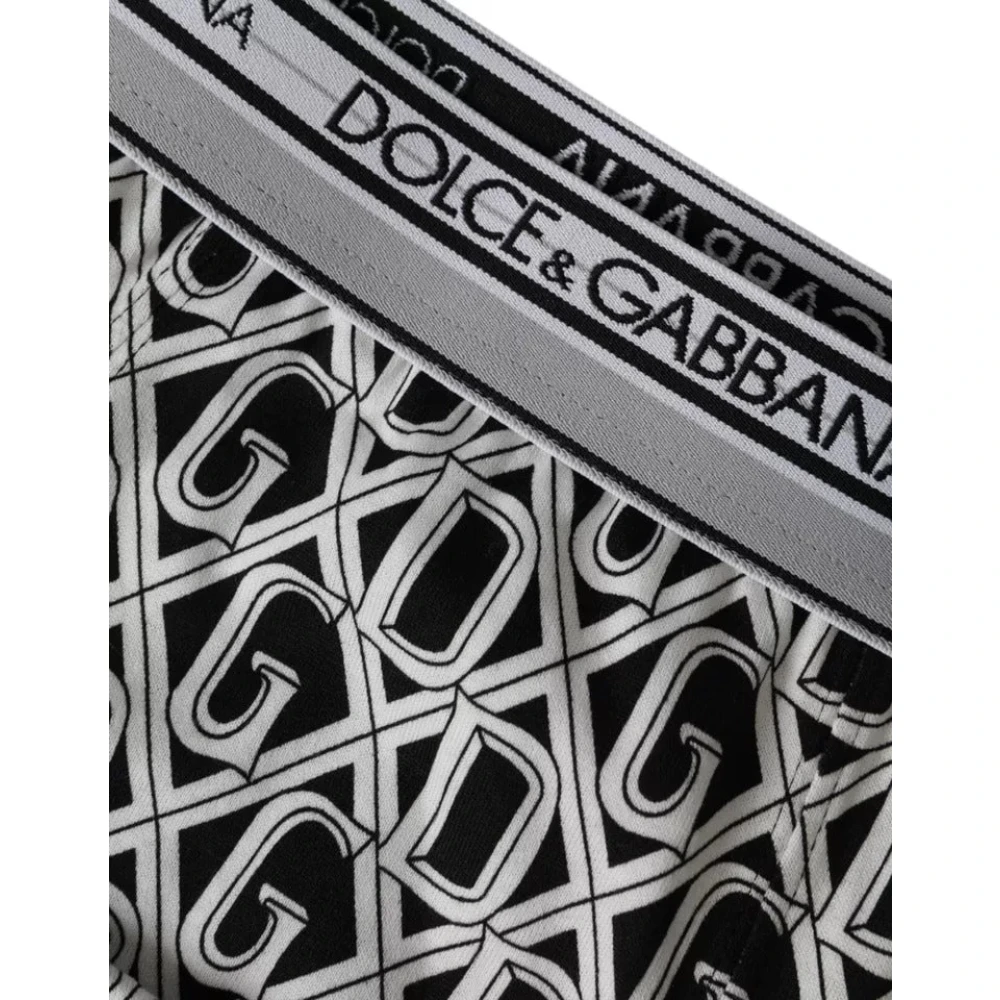 Dolce & Gabbana Zwart Wit DG Logo Katoen Stretch Fiets Ondergoed Mannen Black Heren