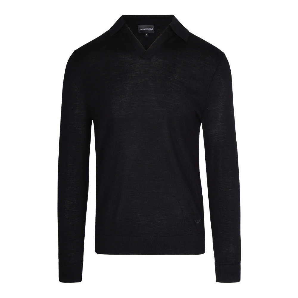 Emporio Armani Men's Black V-Neck Knitwear, 2XL, Wool Jumper Regular Fit