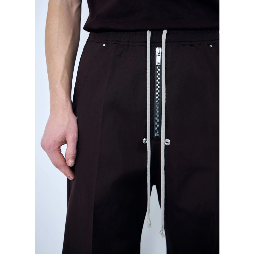 Rick Owens Stretch Wide Bela Broek met Zakken Brown Heren