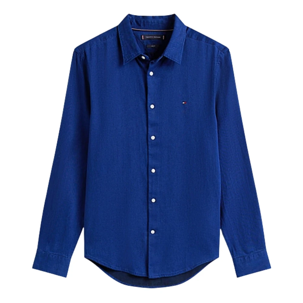 Tommy Hilfiger Men's Blue Casual Shirts, M, Sateen Indigo Sf Shirt