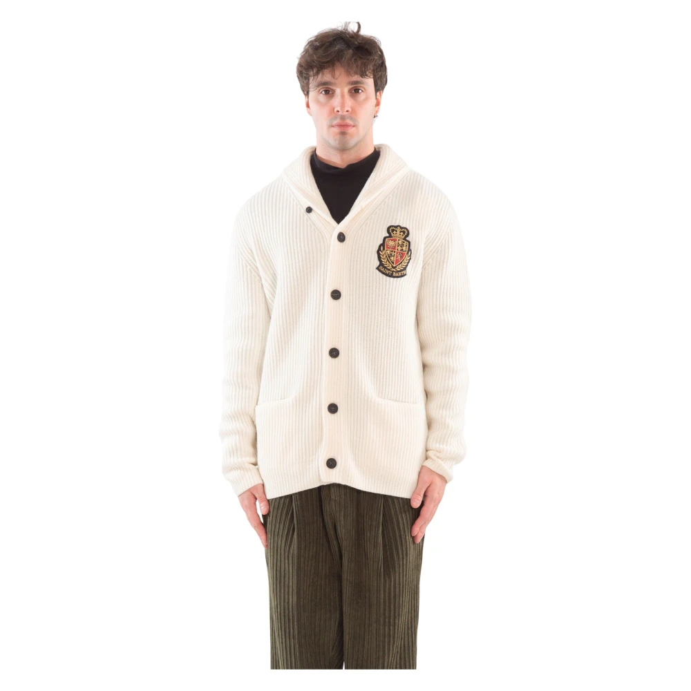 MC2 Saint Barth Gebreide Cardigan met Patches White Heren