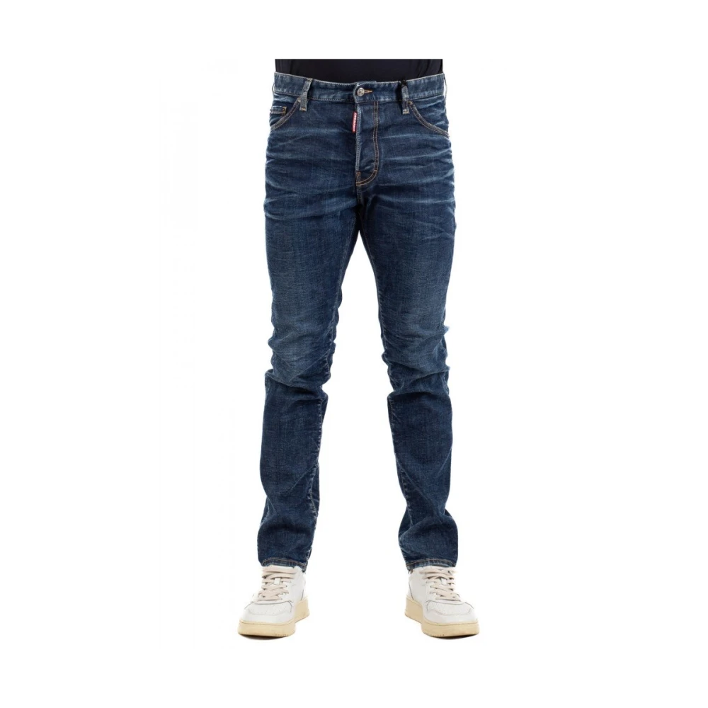 Dsquared2 Italiaanse Jeans met Logo Details Blue Heren