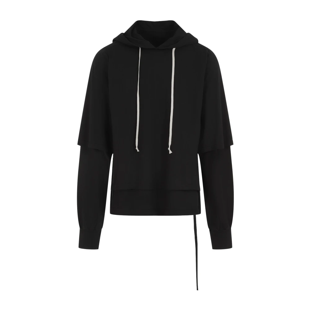 Rick Owens Hooded T-shirt met Drapped Panel Black Heren