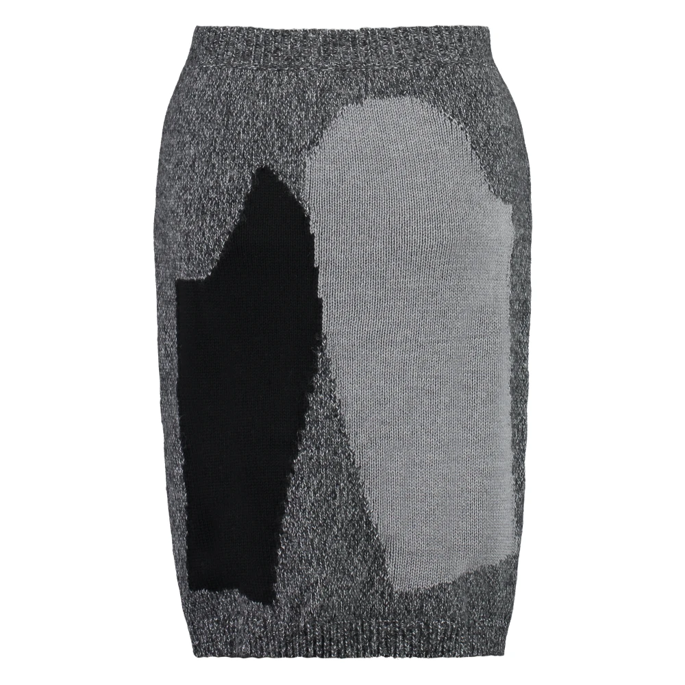 Moschino Geribde Gebreide Rok met Contrastinzetten Gray Dames