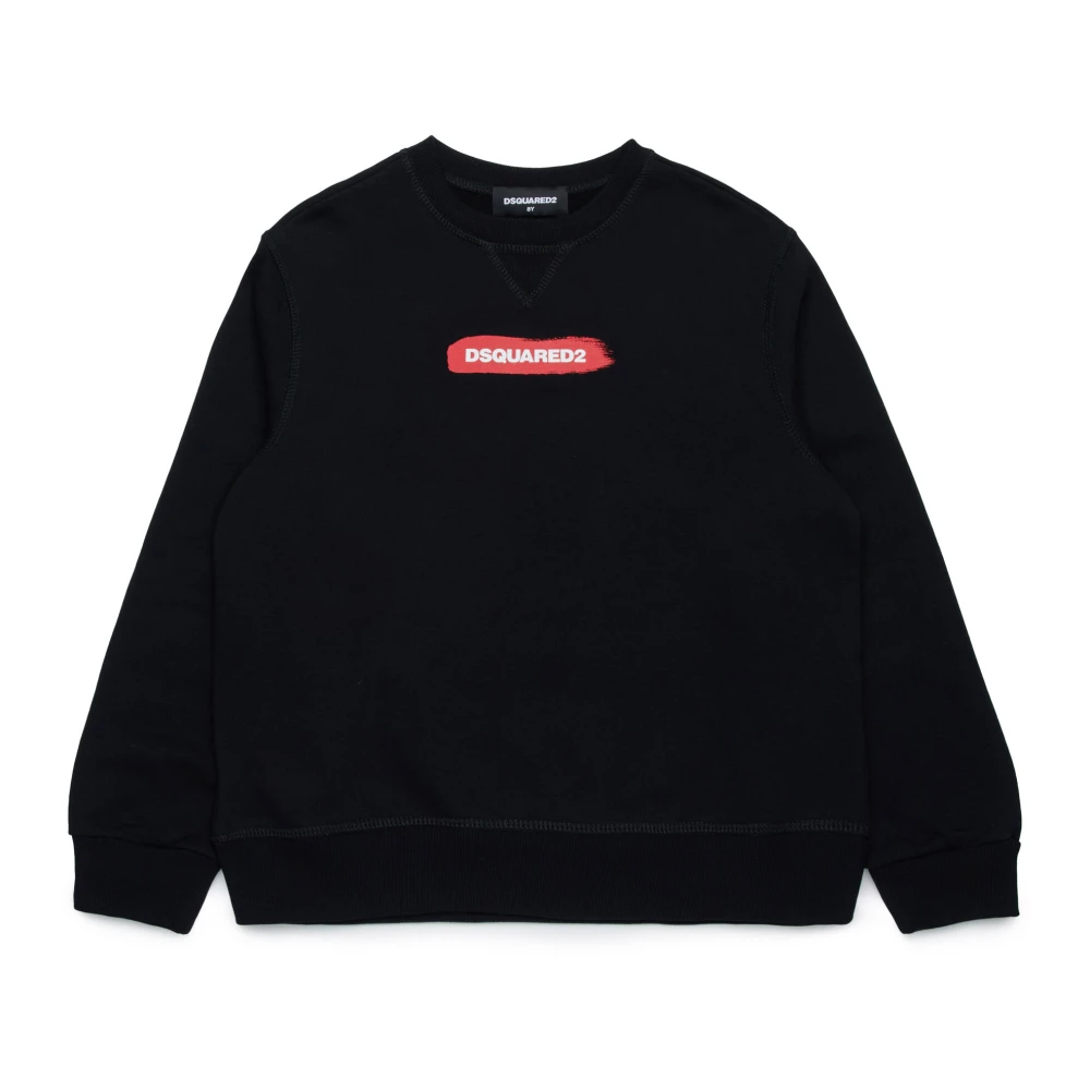 Dsquared2 Sweatshirt med penseldrag grafik Black, Unisex