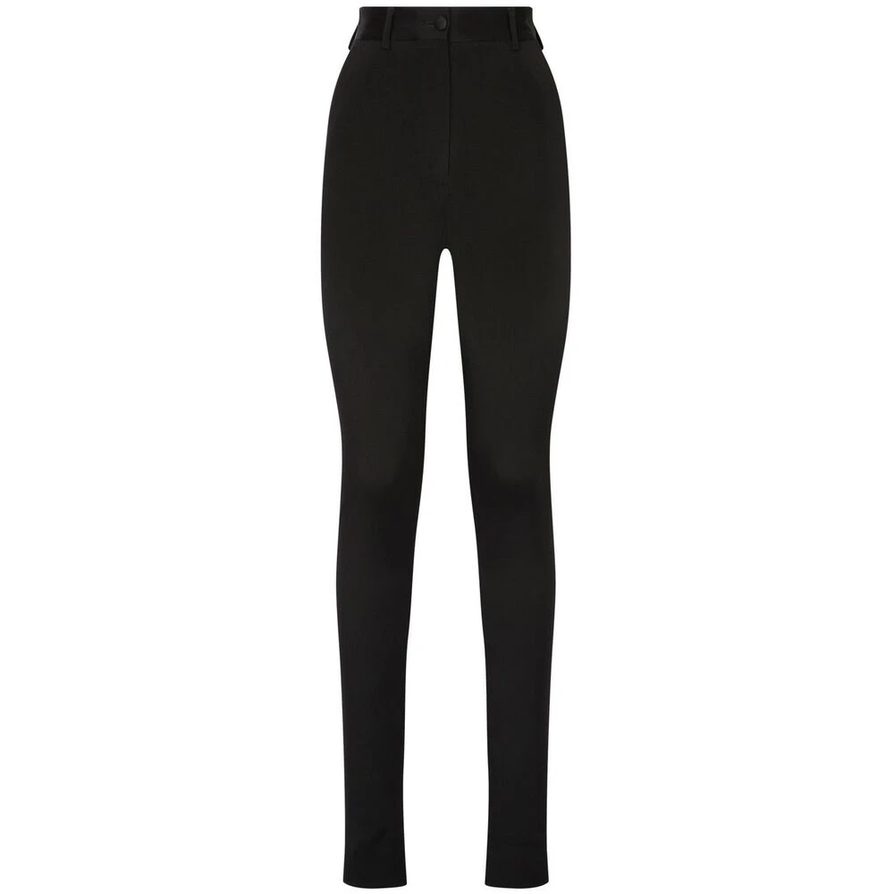 Dolce & Gabbana Zwarte broek met hoge taille en knoopsluiting Black Dames