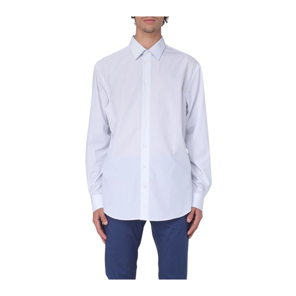 Emporio Armani Men's White Classic Striped Dress Shirt