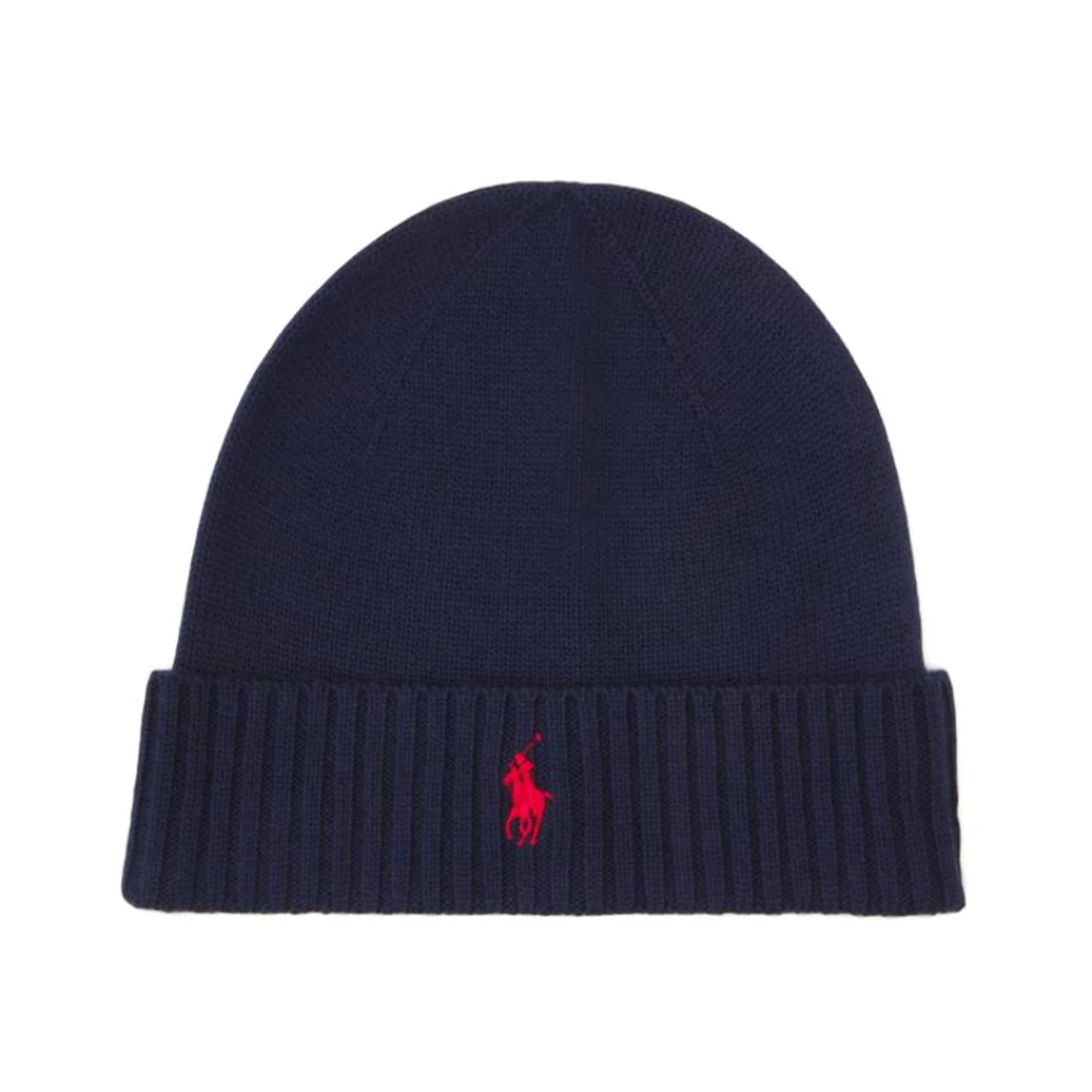 Polo Ralph Lauren Men's Blue Cable-Knit Wool Beanie – Folded Rib Cuff