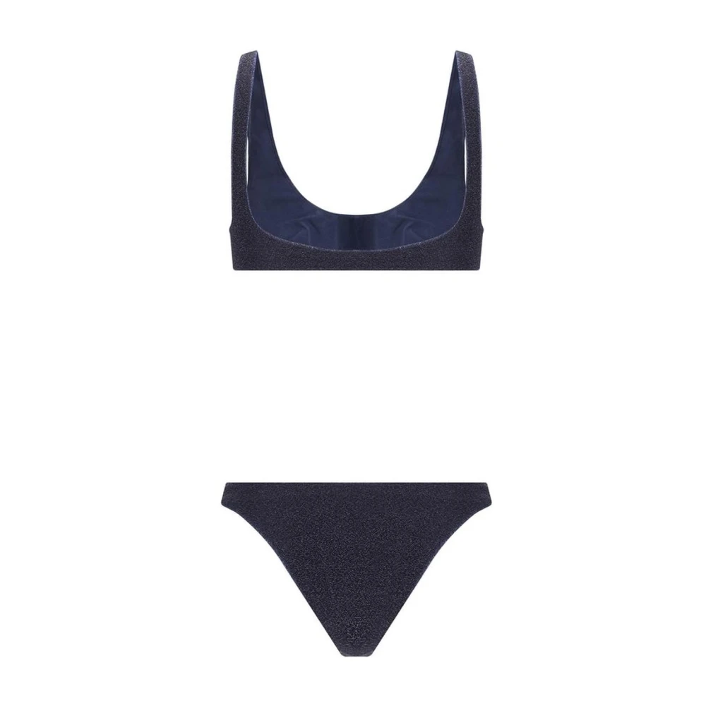 Oseree Glitter Bandeau Badpak met Sportief Patroon Blue Dames