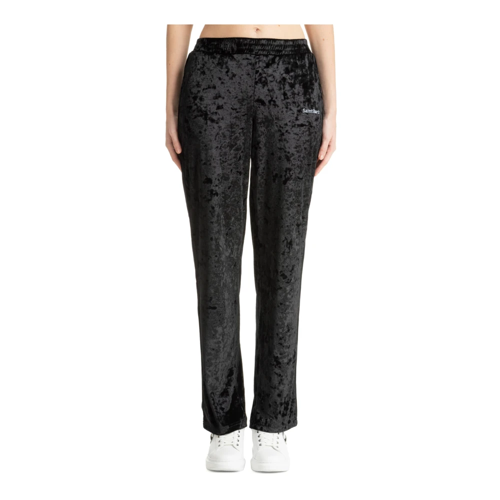 MC2 Saint Barth Mid Waist Plain Sweatpants met Elastische Taille Black Dames