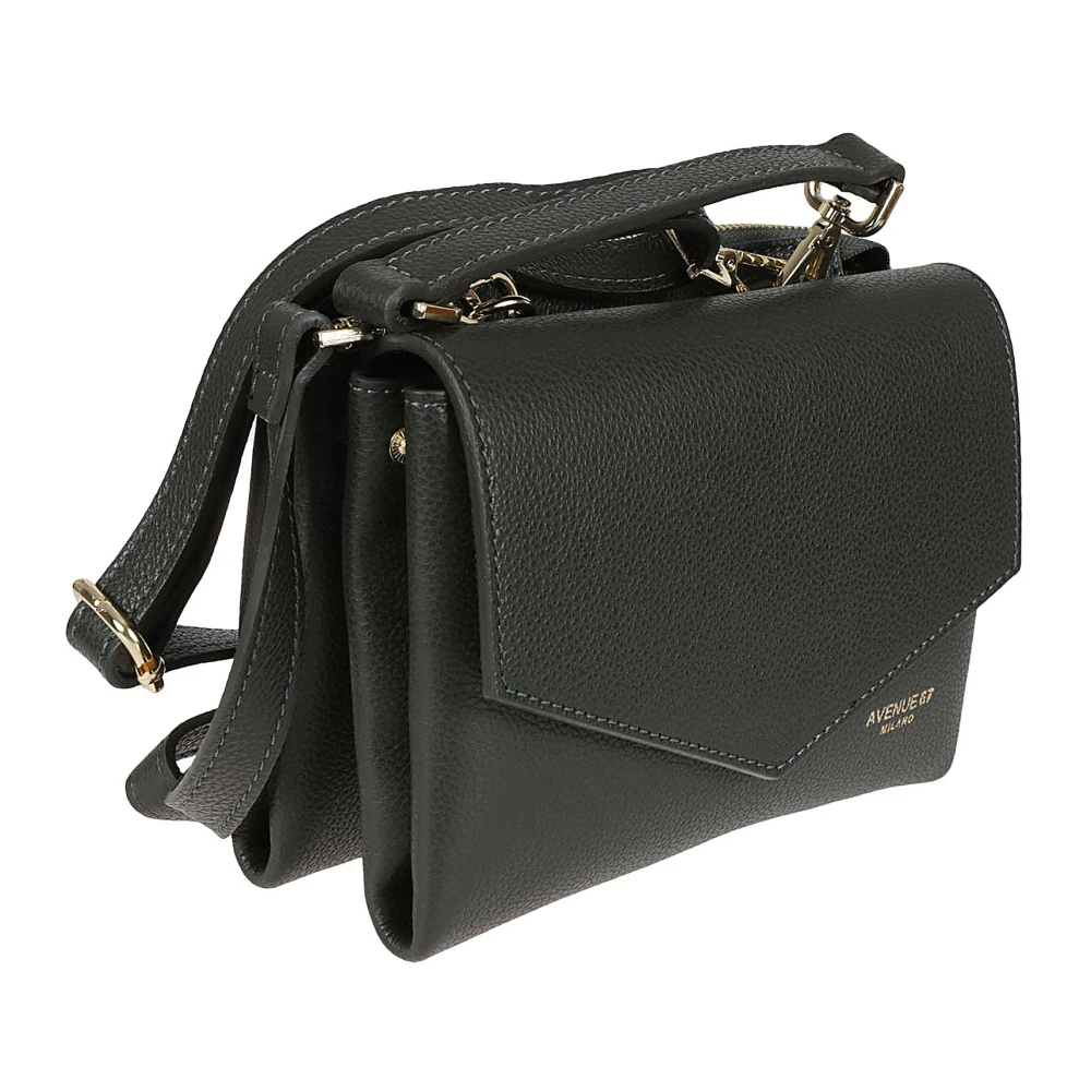 Avenue 67 Groene Leren Tas Made in Italy Black Dames
