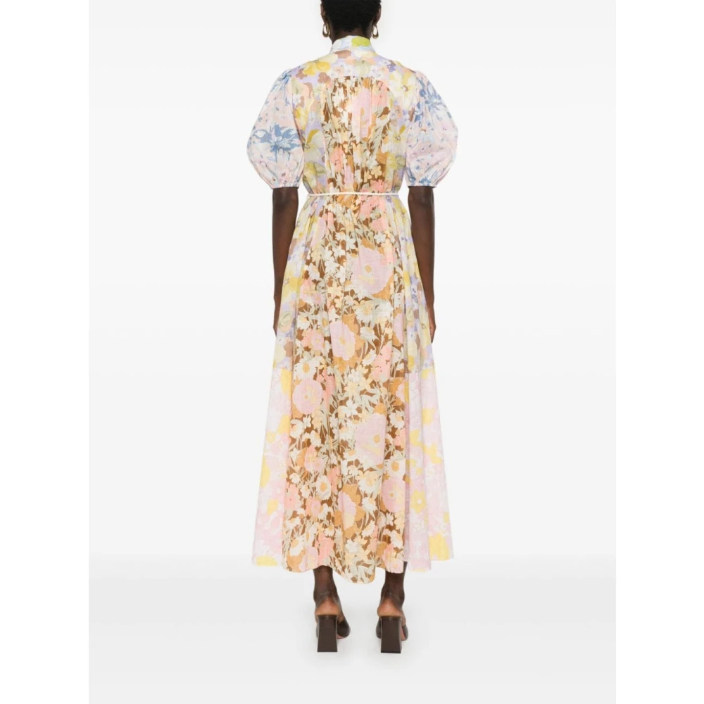 Zimmermann Pop Puff Sleeve Maxi Jurk Multicolor Dames