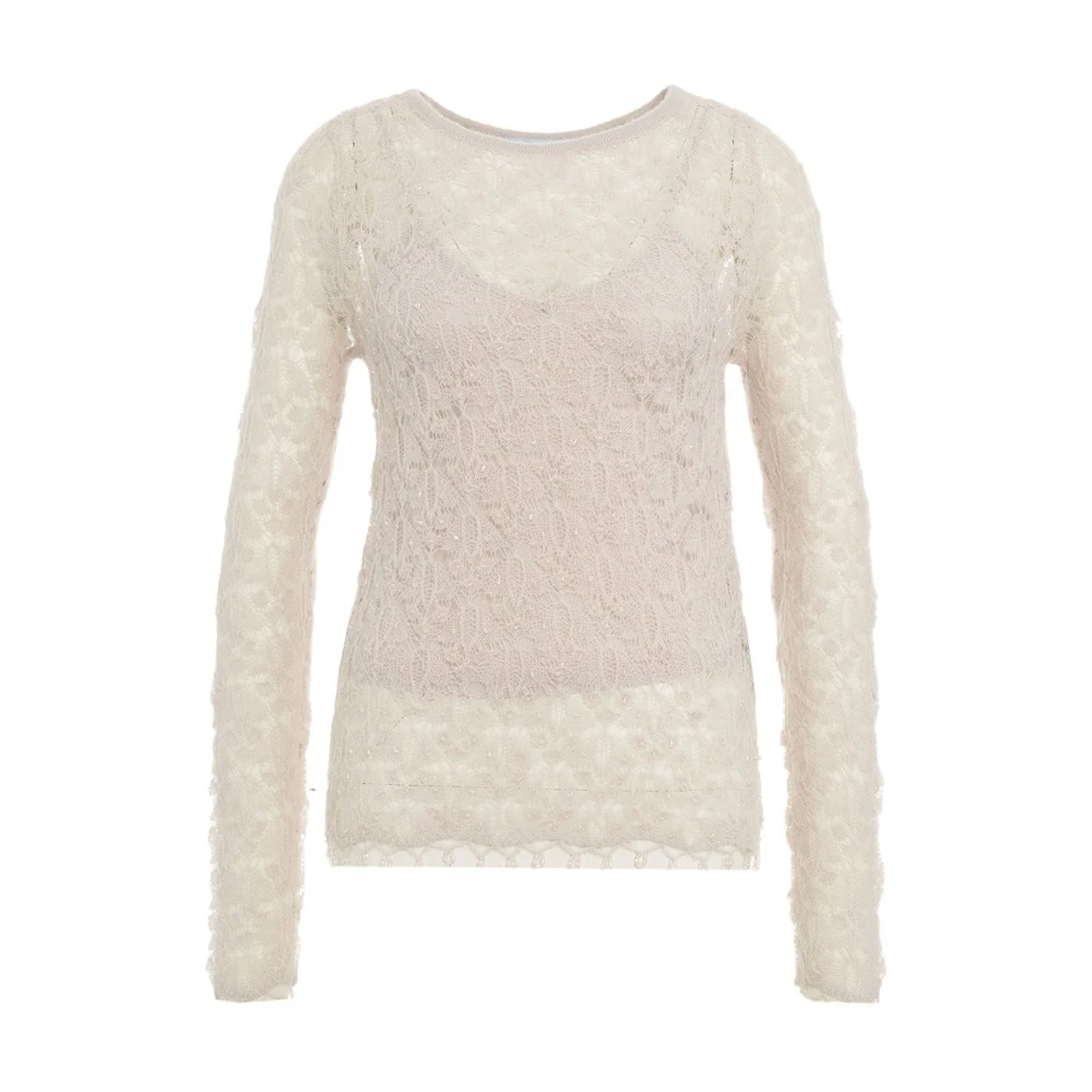 Blugirl Grijze Gebreide Trui met Decoratieve Stenen Gray Dames