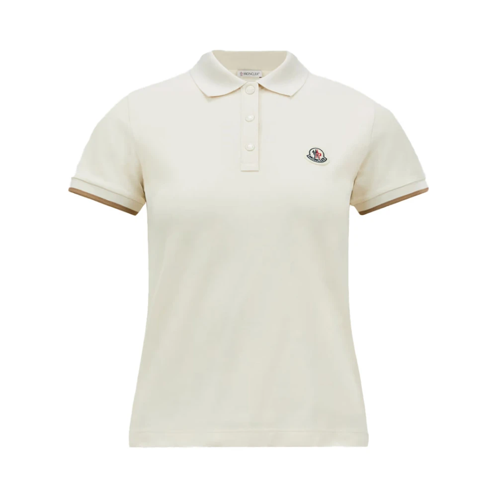 Moncler Logo Patch Piquet Polo White Dames