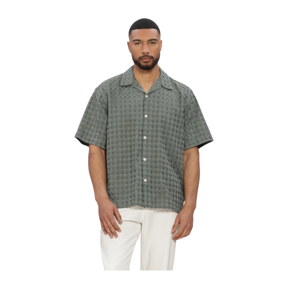 Selected Homme - Slhrlxmonty Texture Ss Shirt - Shirts - Herren - Grün - M - Bild 3