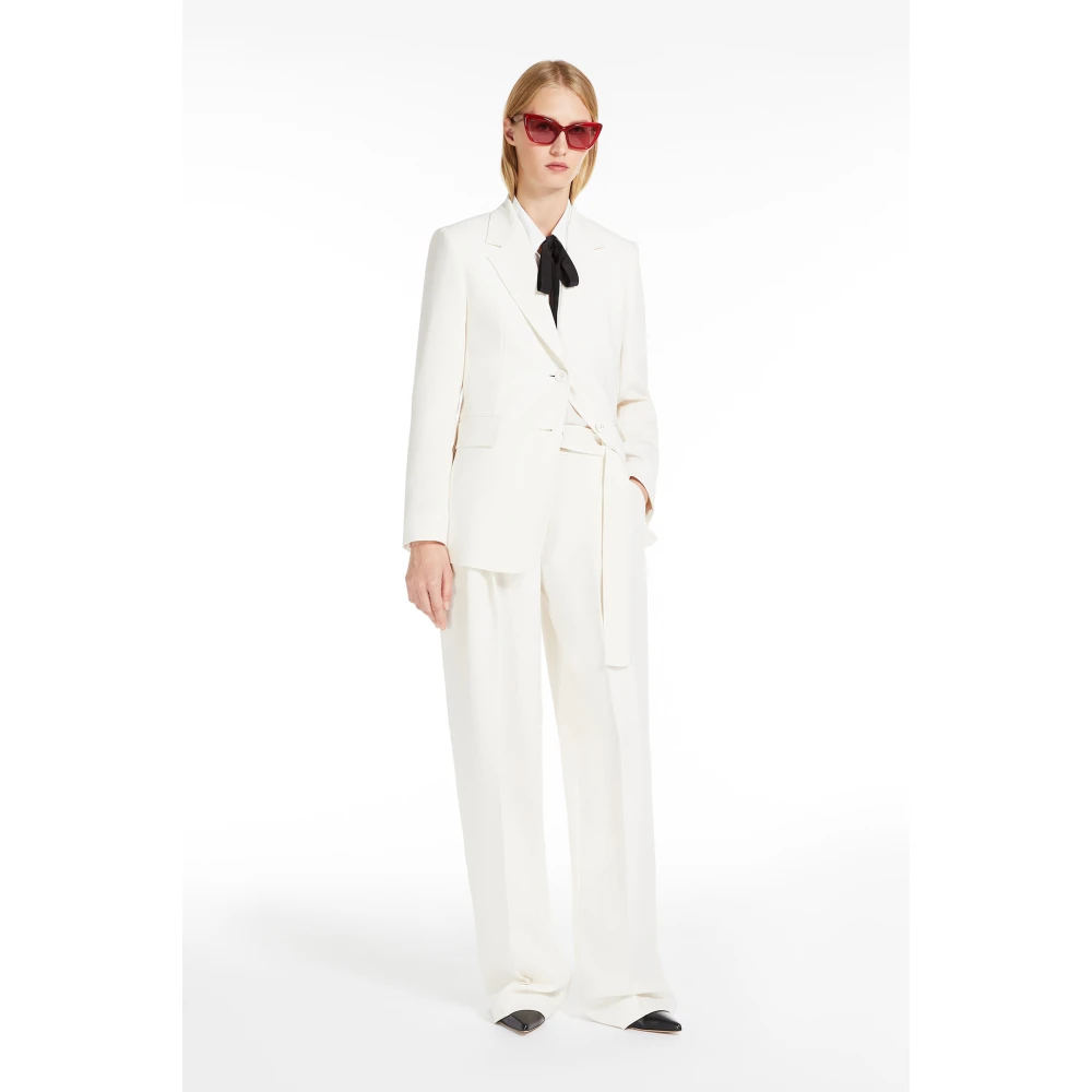 Max Mara Studio Zijden Crêpe de Chine Blouse White Dames
