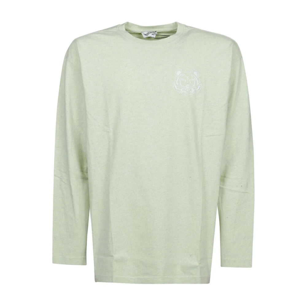 Kenzo Katoenen T-shirt met Tijgerborduurwerk Green Heren