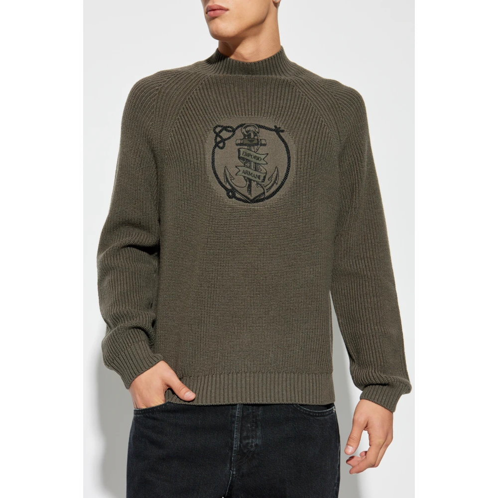 Emporio Armani Turtleneck met geborduurd patroon Green Heren