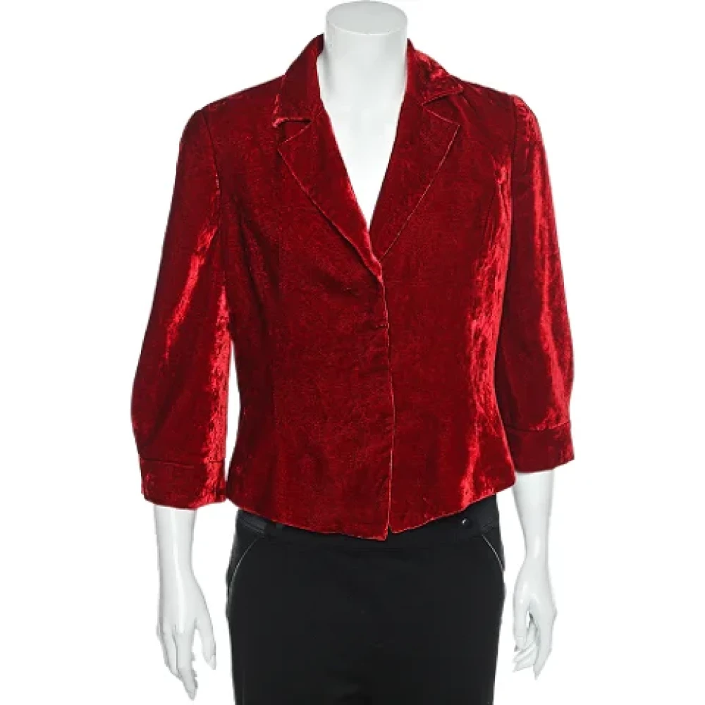 Armani Pre-owned Velvet outerwear Red Dames