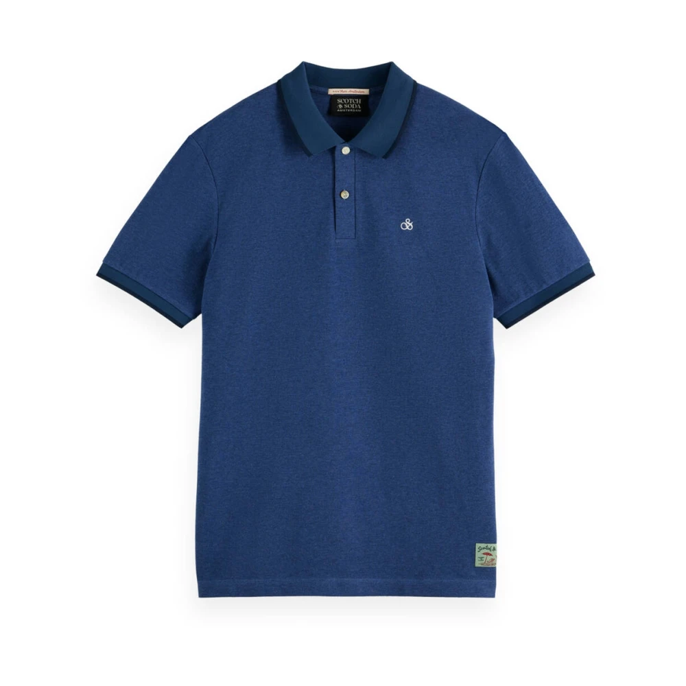 Scotch & Soda Melange Regular Fit Polo Shirt Blue Heren