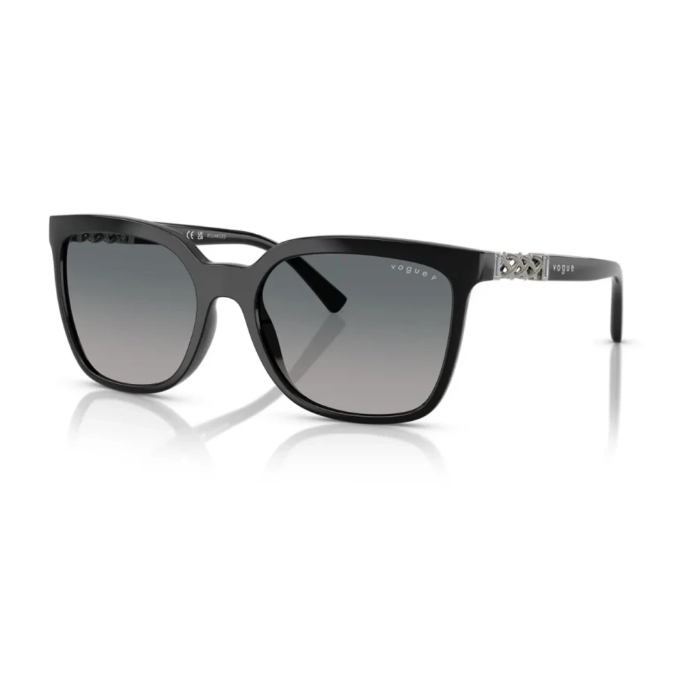 Vogue Women's Black Sunglasses, 56 Mm, Square Polarized Sunglasses Grey/Blue Gradient