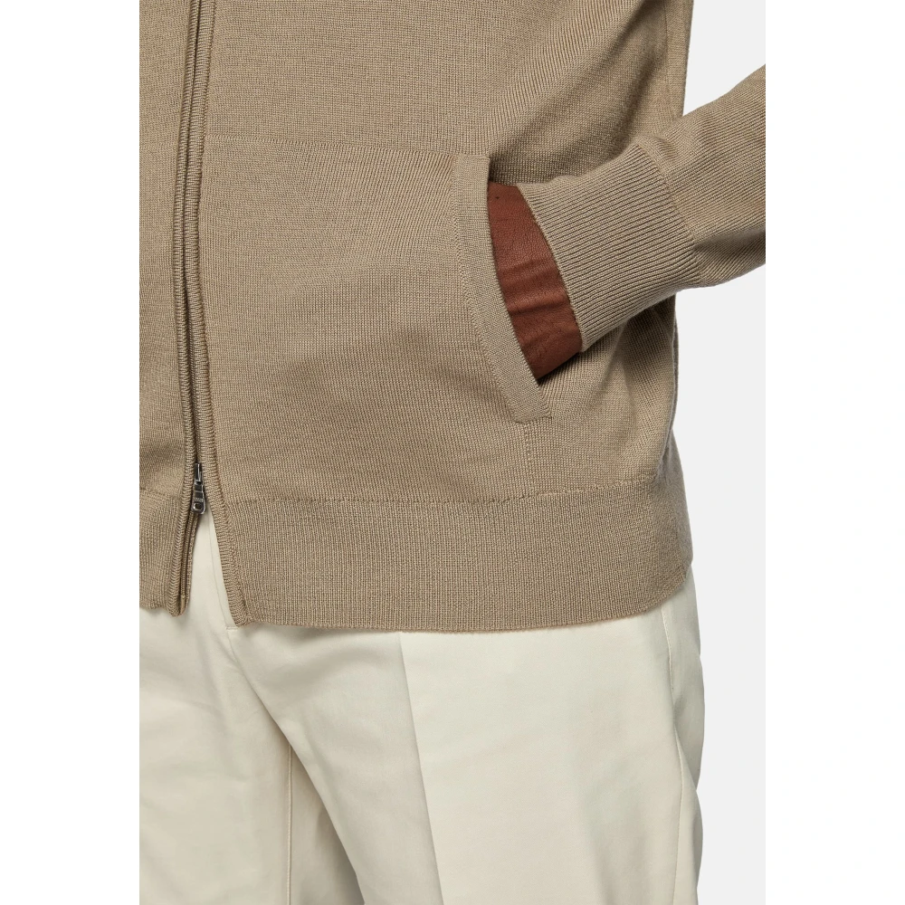 Boggi Milano Merino wol volledige rits hoodie 12 Gg Beige Heren