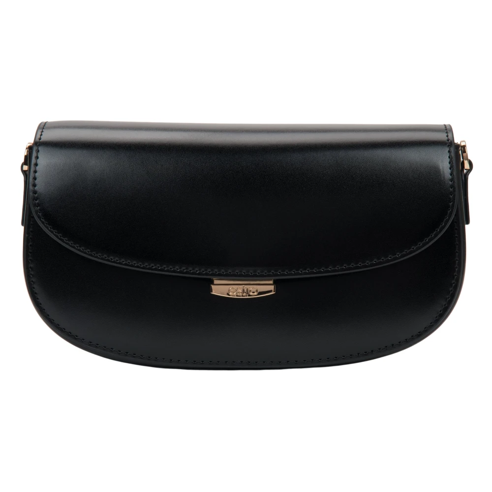 Estro Women's Black Shoulder Bags, One Size, Saddle Shape Shoulder Bag