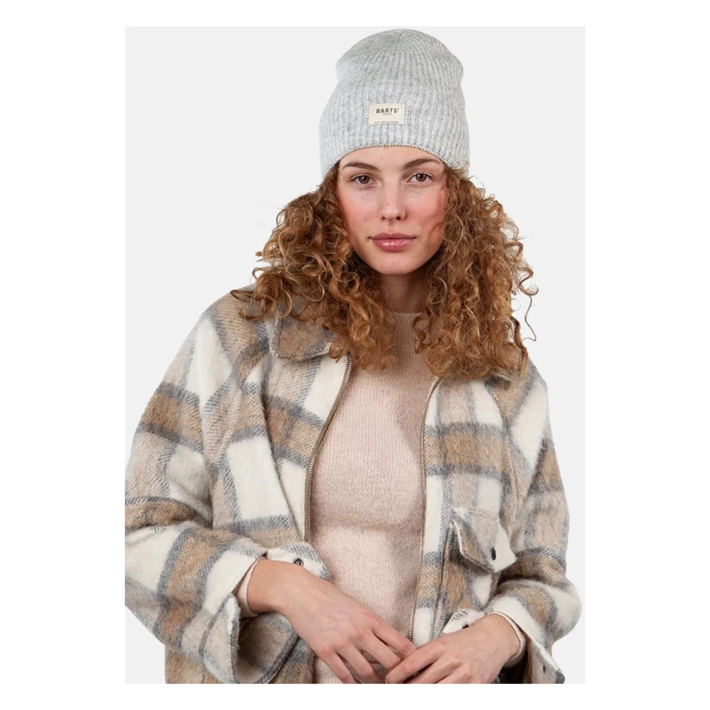 Barts Gebreide Beanie Muts met Label Patch Gray Dames