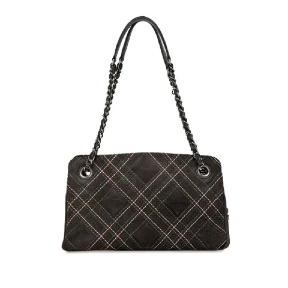 Chanel Vintage Pre-owned Leather shoulder-bags Gray Dames