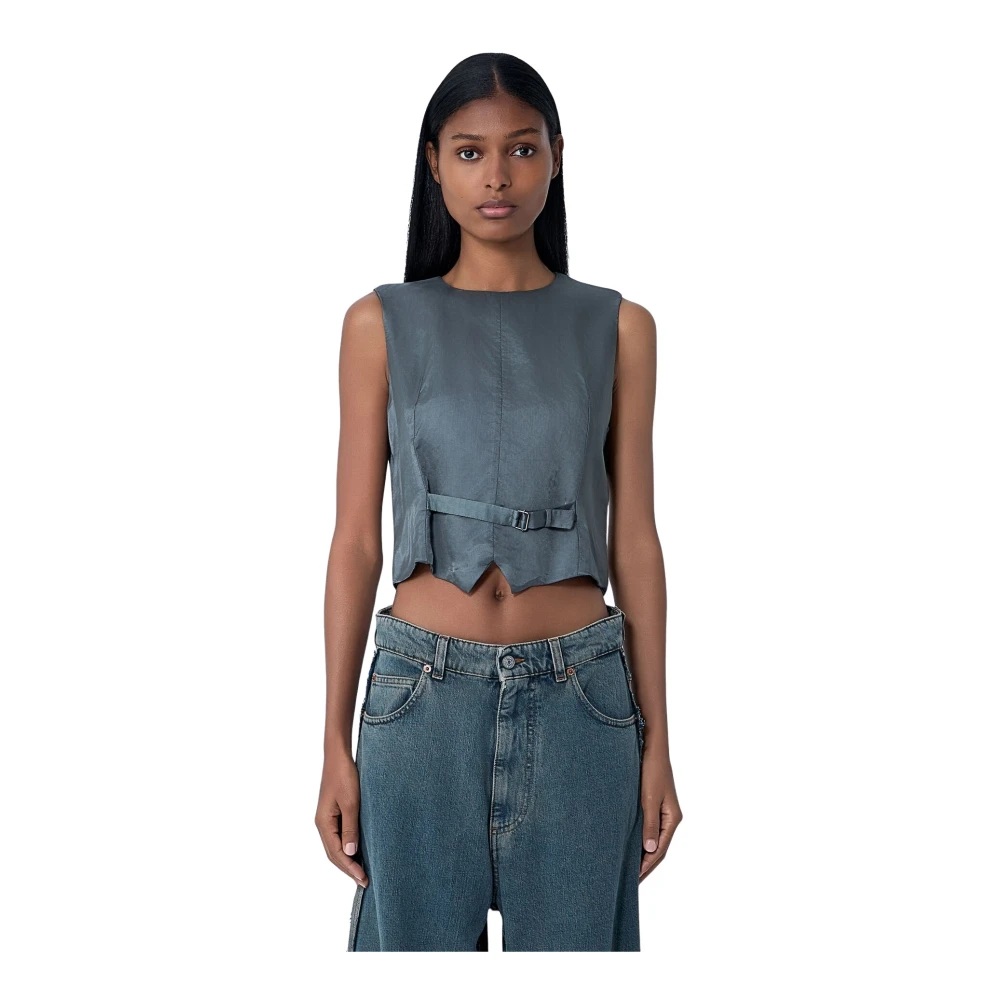 Mm6 Maison Margiela Women's Gray Satin Waistcoat