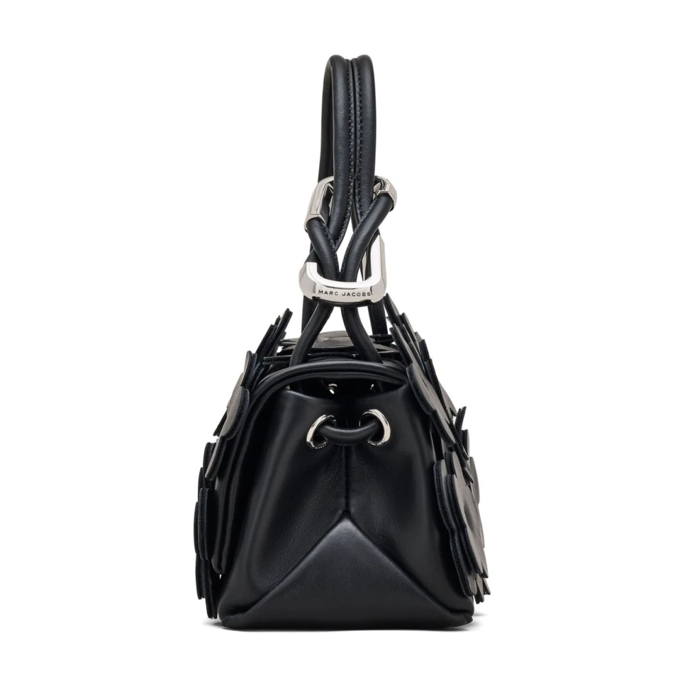 Marc Jacobs Zwarte Leren Dual Mini Tas met Bloemen Black Dames