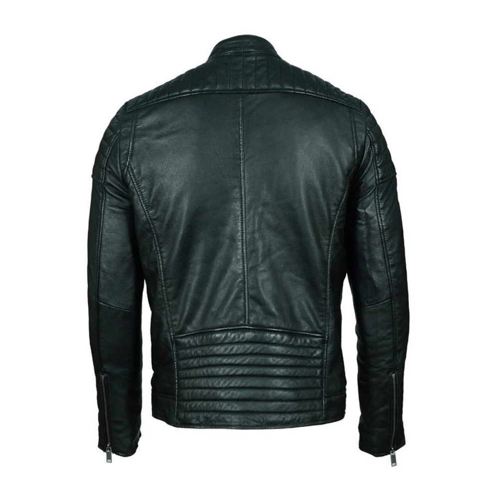 Le Temps Des Cerises Zwarte leren jas Regular Fit Green Heren