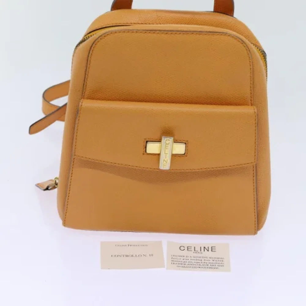 Celine Vintage Pre-owned Leather backpacks Orange Dames