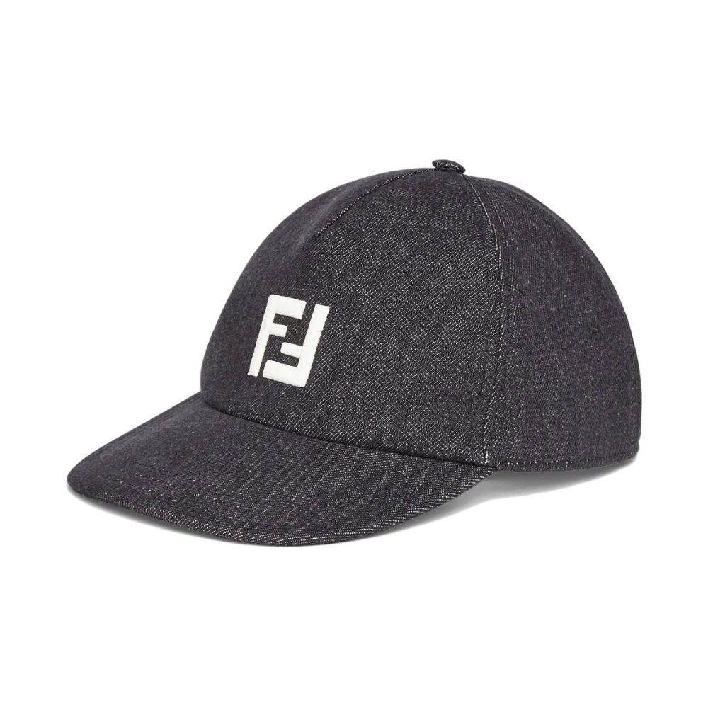 Fendi Men's Black Baseball Hat With Ff Logo - Hats & Caps - One Size - Accessories