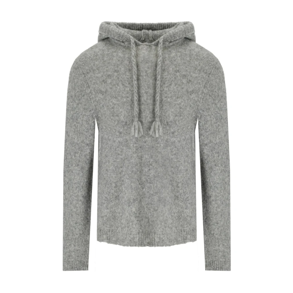 Amaránto Grå Stickad Hoodie med Raglanärmar Gray, Herr