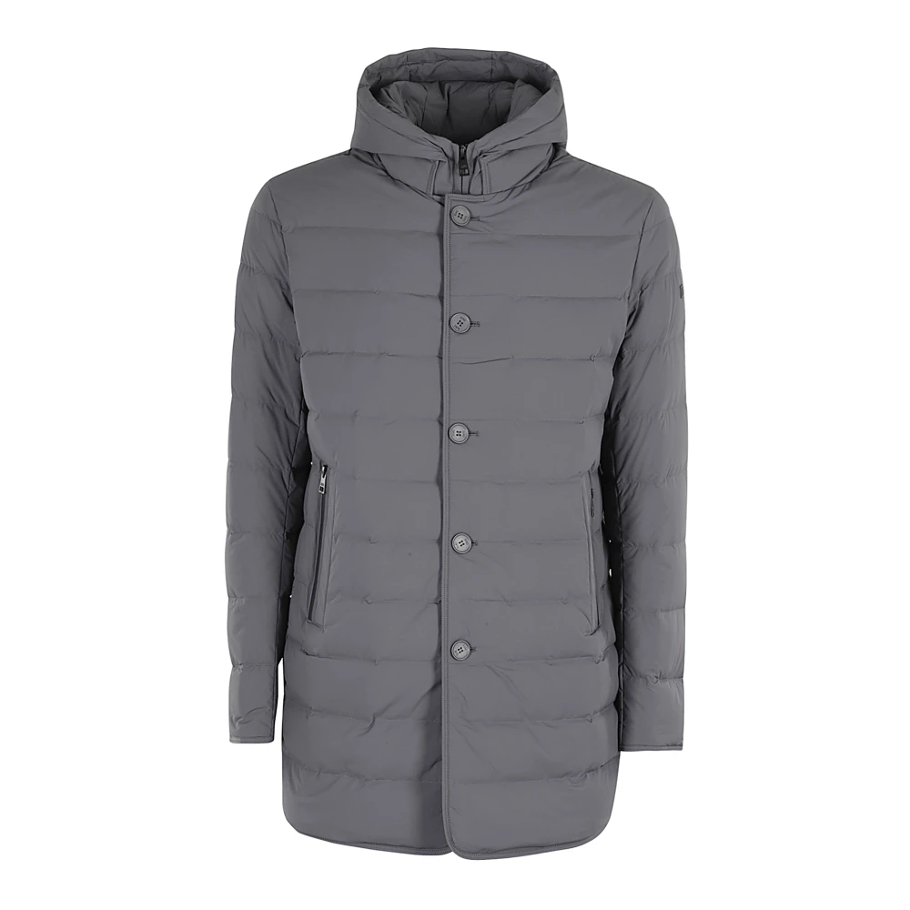 Duno Lange gewatteerde jas met capuchon Gray Heren