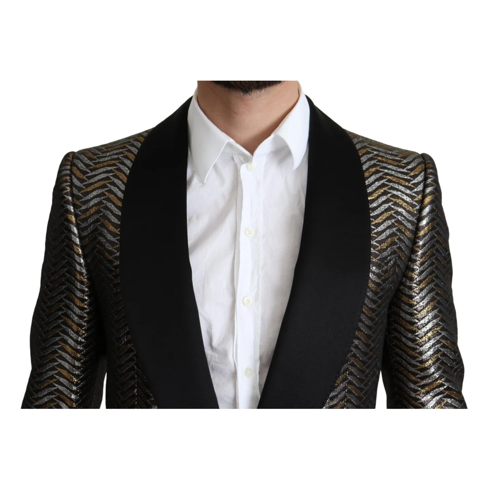 Dolce & Gabbana Metallic Jacquard Slim Blazer Jacket Multicolor Heren