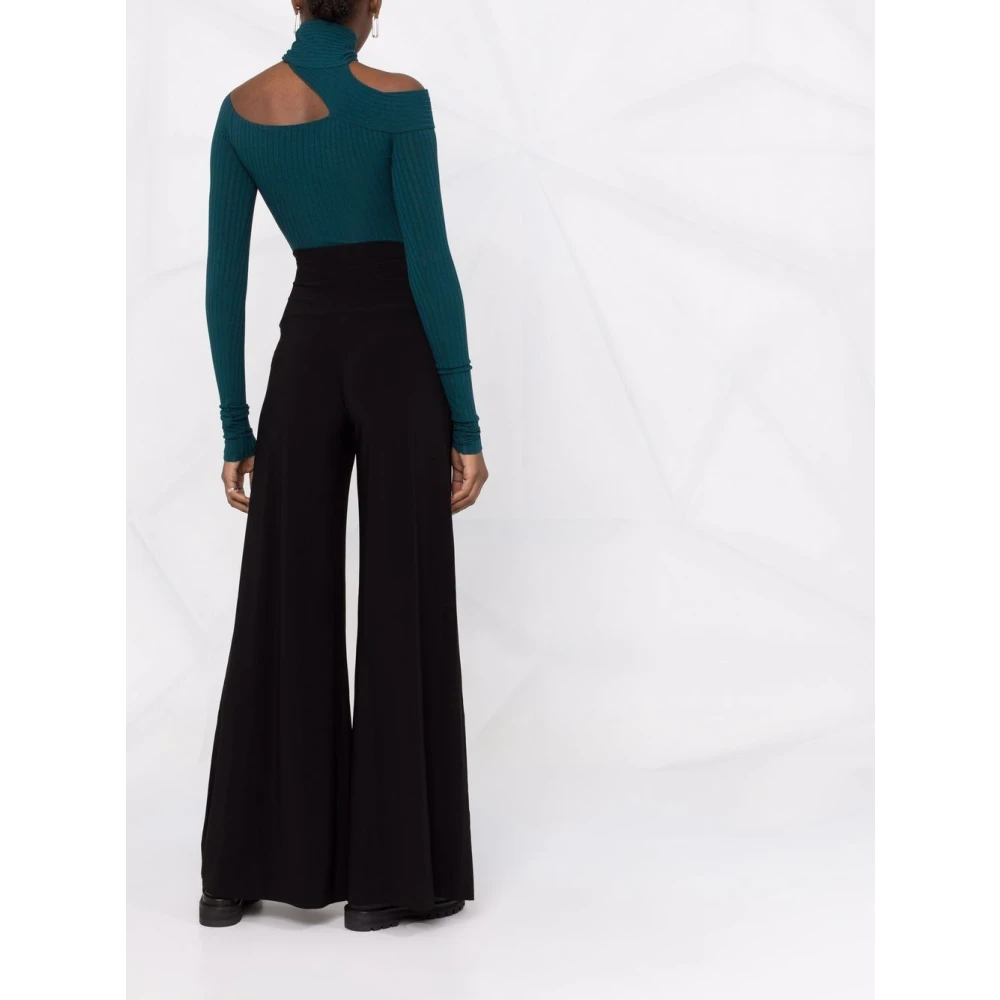 Norma Kamali Zwarte hoge taille uitlopende broek Black Dames