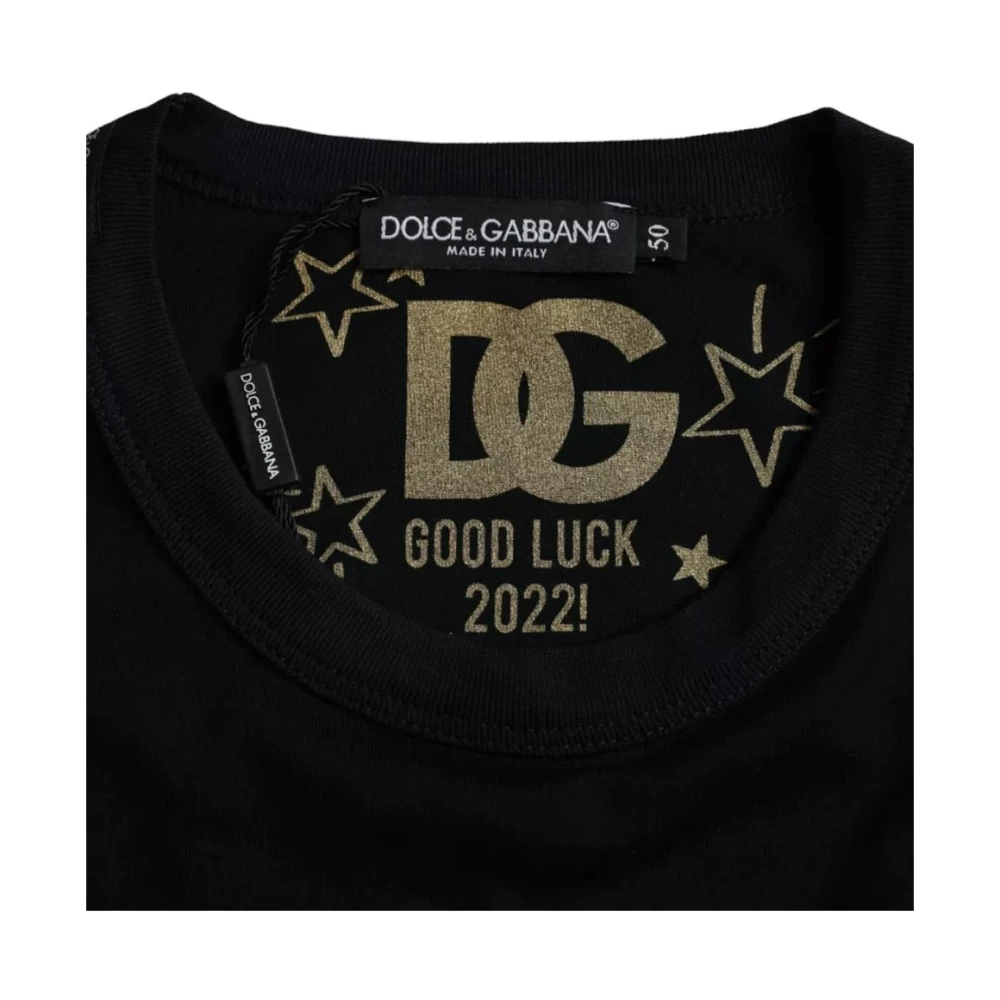 Dolce & Gabbana Zwart katoenen T-shirt met ronde hals en korte mouwen Black Heren