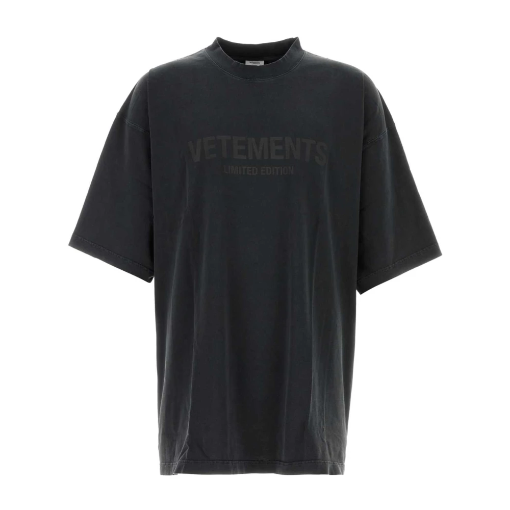 Vetements Oversized Zwart Katoenen T-shirt Black Heren