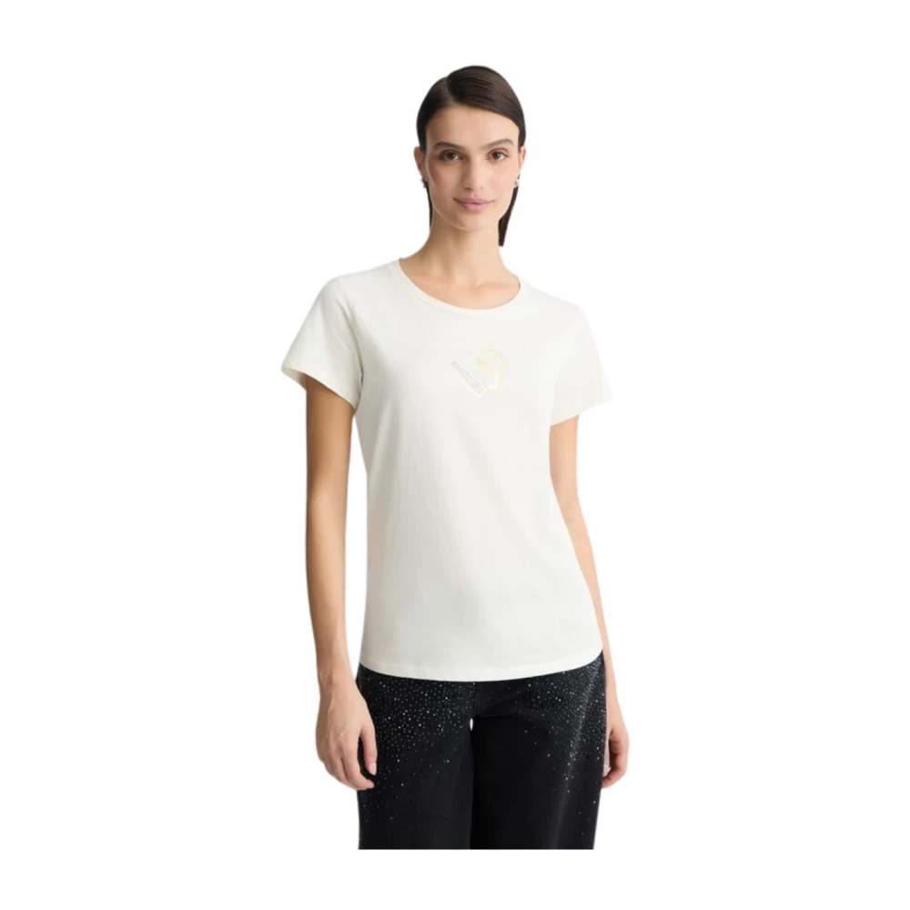 Liu Jo Katoenen T-shirt met korte mouwen Beige Dames