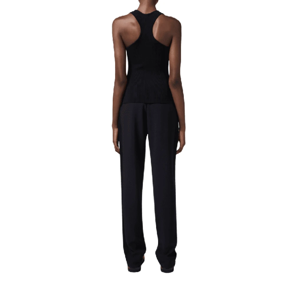 Elisabetta Franchi Zwarte satijnen smokingbroek met banden Black Dames