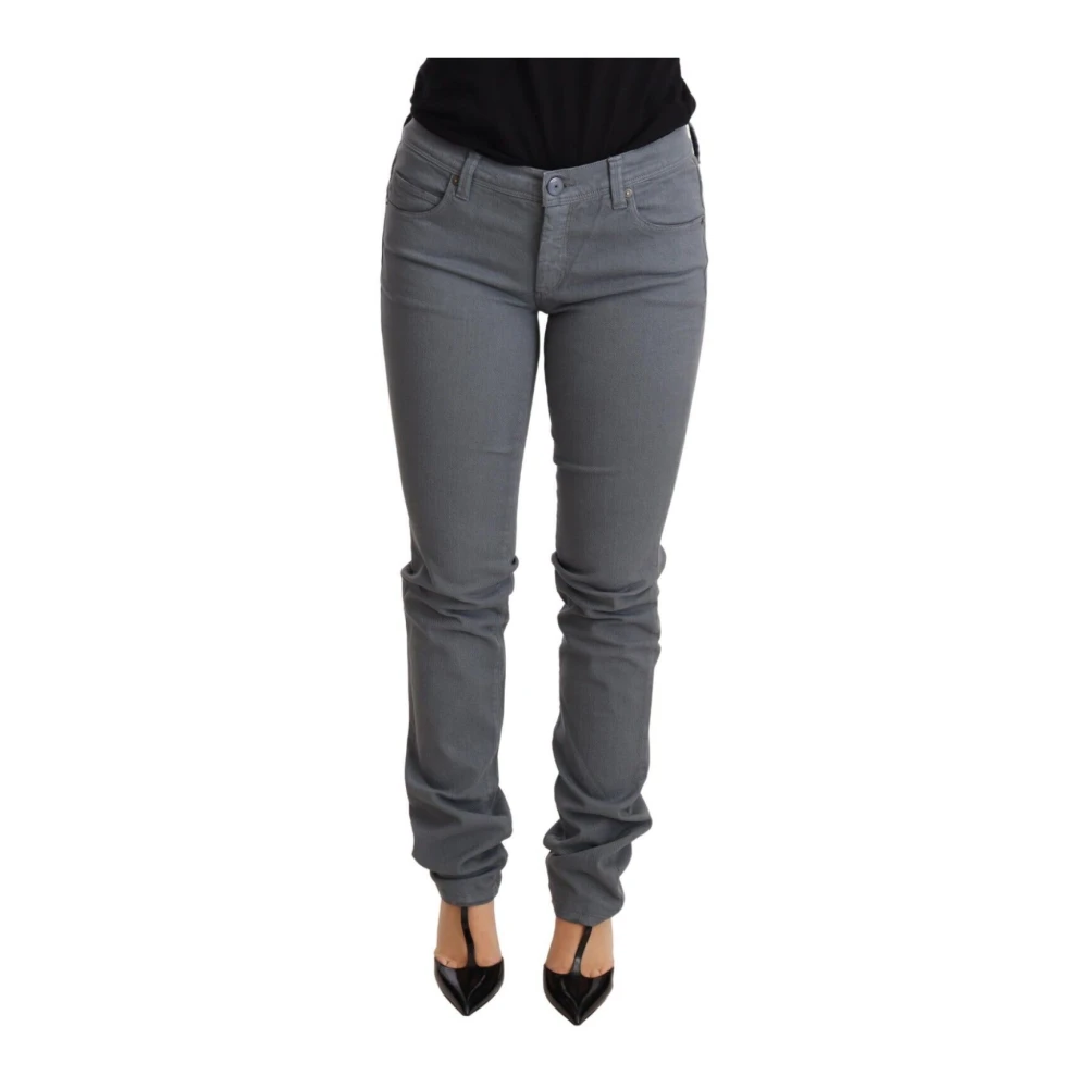 Ermanno Scervino Women's Gray Low Waist Skinny Slim Trouser Cotton Jeans - Slim Fit Jeans - W32 - Jeans
