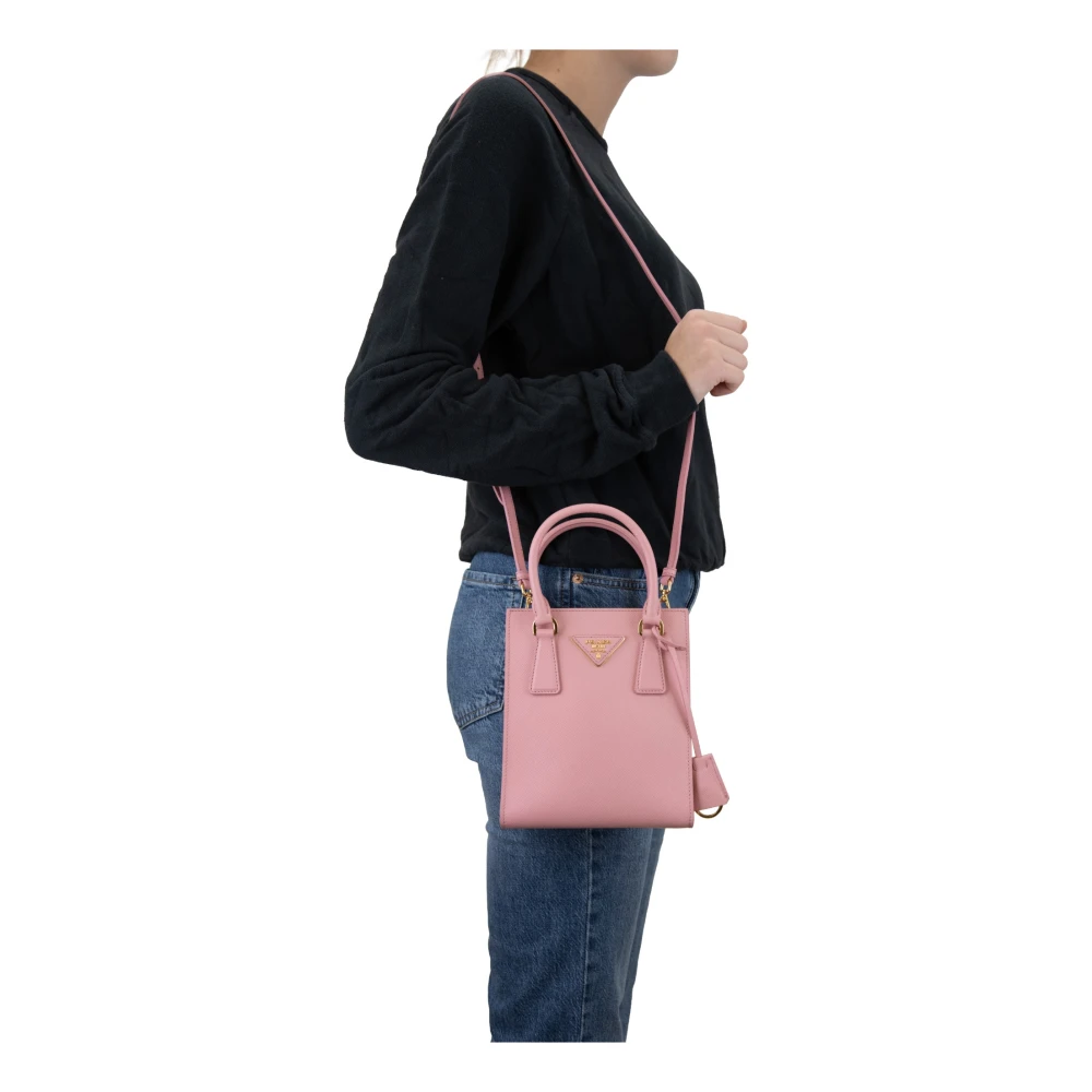 Prada Dames Saffiano Leren Schoudertas Pink Dames