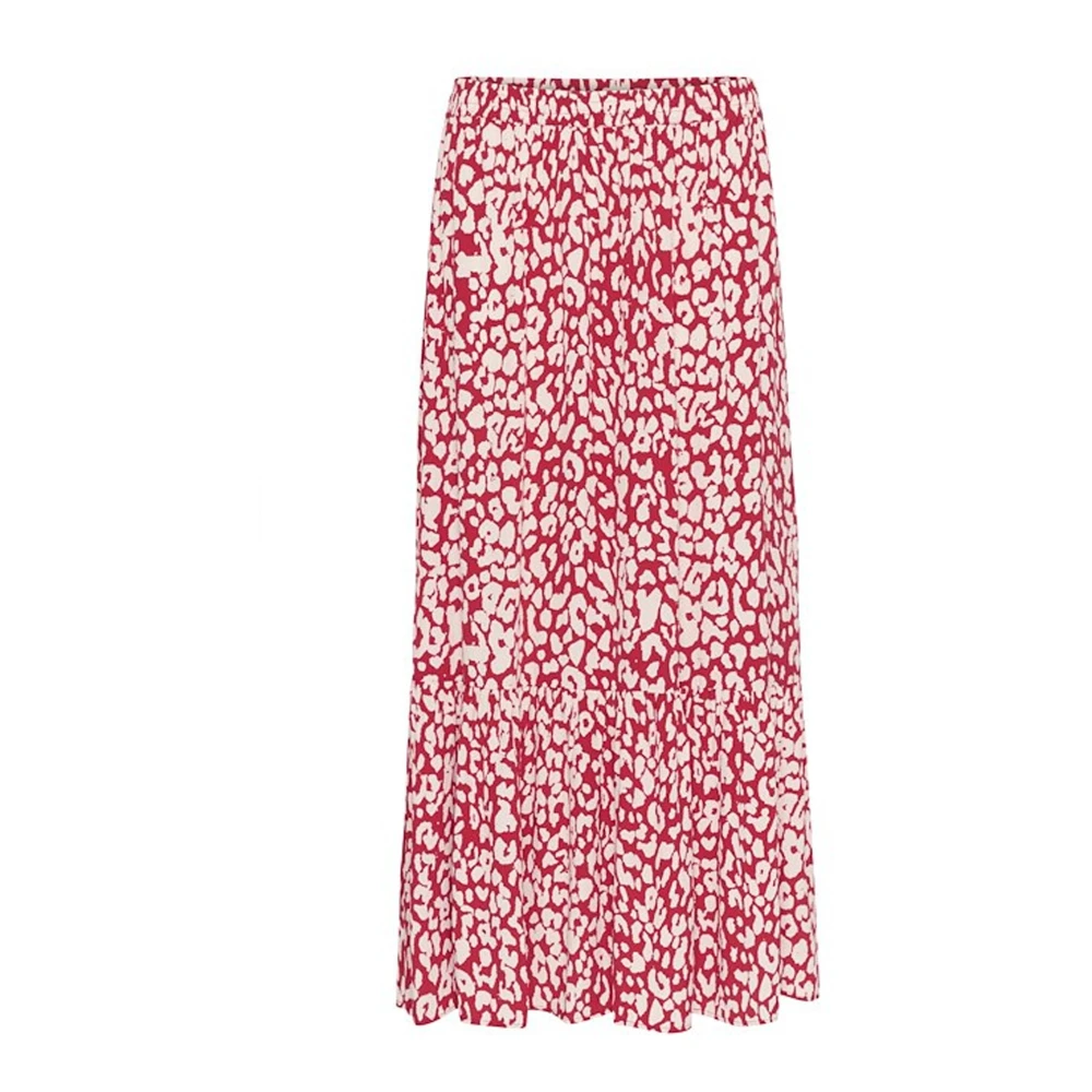Saint Tropez Crimson Leopard Maxi Rok Brown Dames